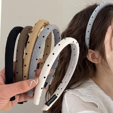 Elegant Black Spot Retro Headband for Women - European Style Hair Accessory 250430