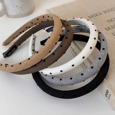 Elegant Black Spot Retro Headband for Women - European Style Hair Accessory 250430