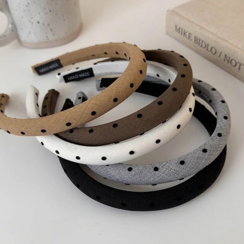 Elegant Black Spot Retro Headband for Women - European Style Hair Accessory 250430
