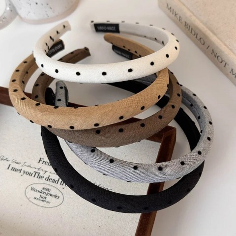 Elegant Black Spot Retro Headband for Women - European Style Hair Accessory 250430