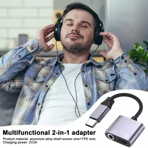 Type C Audio Splitter Adapter for Xiaomi 8 9 & Huawei - Portable & Dual Function