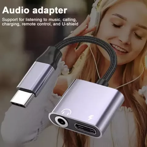 Type C Audio Splitter Adapter for Xiaomi 8 9 & Huawei - Portable & Dual Function