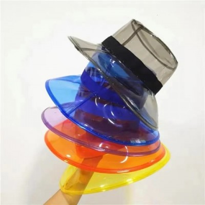 Y2K Clear Women's Wide Brim PVC Bucket Hats for Summer