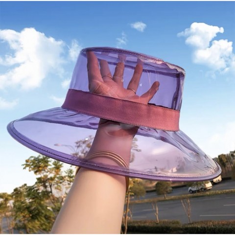 Y2K Clear Women's Wide Brim PVC Bucket Hats for Summer