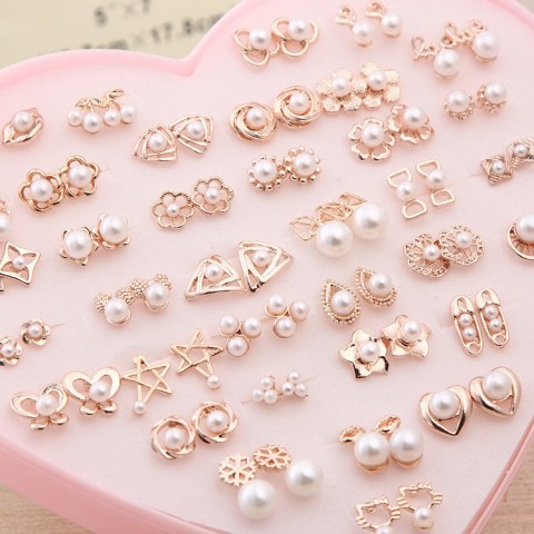 Love Boxed Wild Pearl Stud Earrings - 18K Gold Plated, Allergy-Free, Women's Fashion Jewelry