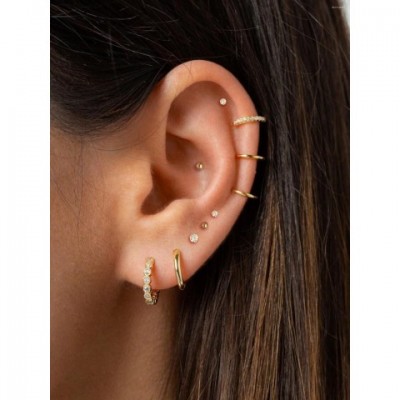 Luxury Small Gold Plated Hoop Earrings Set of 10 for Women