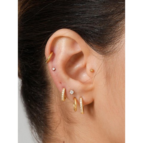 Luxury Small Gold Plated Hoop Earrings Set of 10 for Women
