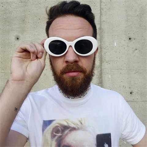 Kurt Cobain Vintage Oval Sunglasses for Women UV400 Protection
