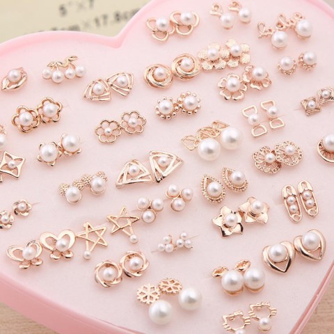Love Boxed Wild Pearl Stud Earrings - 18K Gold Plated, Allergy-Free, Women's Fashion Jewelry