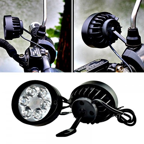 High-Brightness 6 LED Motorcycle Headlight Set 2pcs 12V-85V Fog Driving Lamp