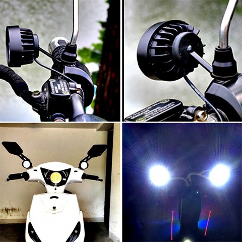 High-Brightness 6 LED Motorcycle Headlight Set 2pcs 12V-85V Fog Driving Lamp