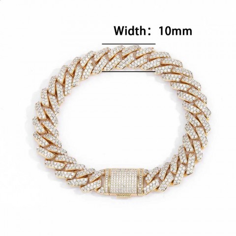 Full Iced Out 12mm Diamond Cuban Link Bracelet - White Gold Plated for Men & Women