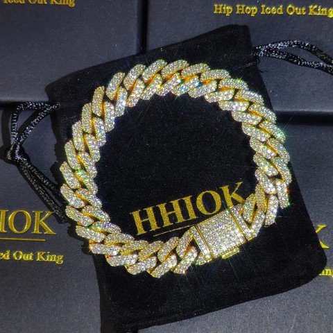 Full Iced Out 12mm Diamond Cuban Link Bracelet - White Gold Plated for Men & Women