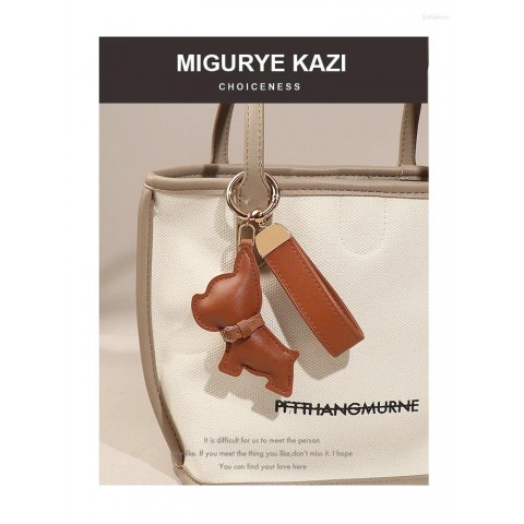 Leather Keychain French Bulldog Pendant Cute Dog Ornament For Women