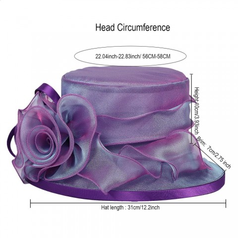 Elegant FS Women's Purple Beige Tea Party Hat with Flower Fascinators for Summer Weddings