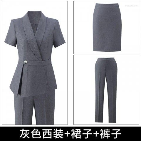 Women's Elegant Two Piece Cotton Blend Suit for Business & Formal Events