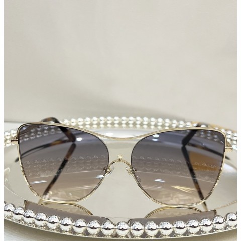 Star Cat Eye Women's Gold Metal Sunglasses with Grey Gradient Lenses UV400 Protection