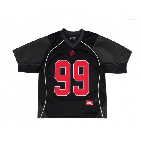 Men's Loose V-neck Casual Print T-shirt with Sports Mesh