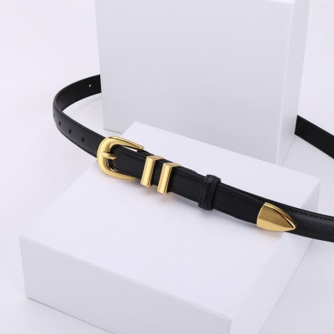 Luxury Women's Designer Taurillon Leather Belt with Needle Buckle - 18mm Width
