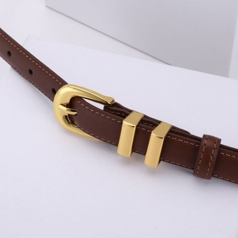 Luxury Women's Designer Taurillon Leather Belt with Needle Buckle - 18mm Width