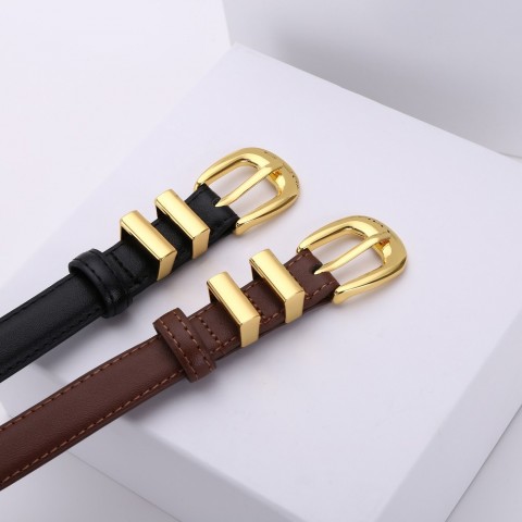 Luxury Women's Designer Taurillon Leather Belt with Needle Buckle - 18mm Width