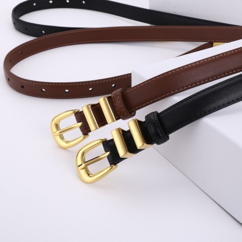 Luxury Women's Designer Taurillon Leather Belt with Needle Buckle - 18mm Width