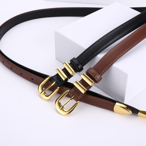 Luxury Women's Designer Taurillon Leather Belt with Needle Buckle - 18mm Width