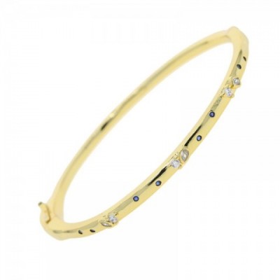 Elegant Unisex Cubic Zirconia Bangle Bracelet, 58-60mm Gold Plated, High Grade, Sh0164