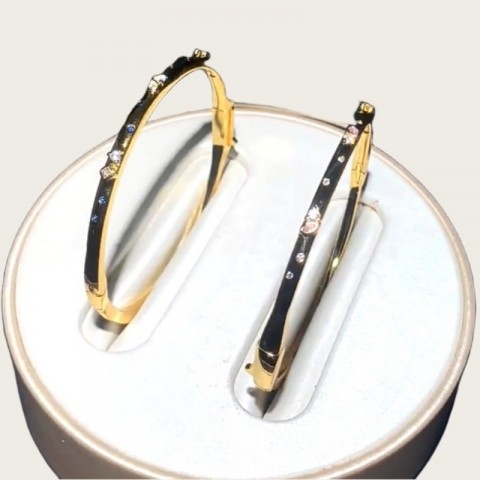 Elegant Unisex Cubic Zirconia Bangle Bracelet, 58-60mm Gold Plated, High Grade, Sh0164
