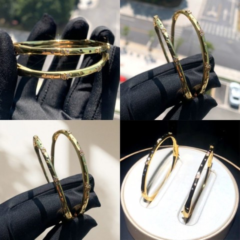 Elegant Unisex Cubic Zirconia Bangle Bracelet, 58-60mm Gold Plated, High Grade, Sh0164