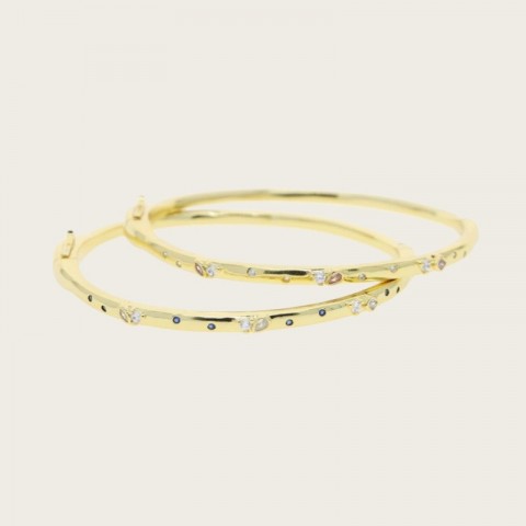 Elegant Unisex Cubic Zirconia Bangle Bracelet, 58-60mm Gold Plated, High Grade, Sh0164