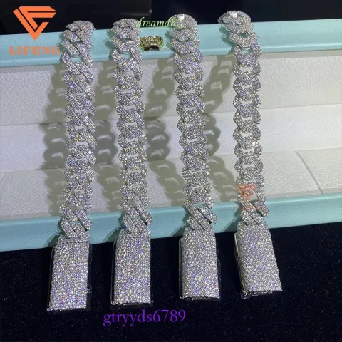 Wholesale Unisex Moissanite Hip Hop Cuban Chain Bracelets for Men and Women