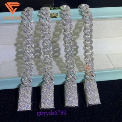 Wholesale Unisex Moissanite Hip Hop Cuban Chain Bracelets for Men and Women