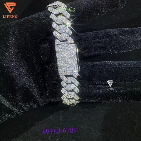 Wholesale Unisex Moissanite Hip Hop Cuban Chain Bracelets for Men and Women