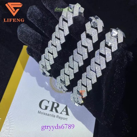 Wholesale Unisex Moissanite Hip Hop Cuban Chain Bracelets for Men and Women