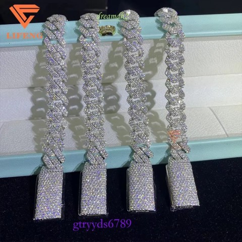 Wholesale Unisex Moissanite Hip Hop Cuban Chain Bracelets for Men and Women
