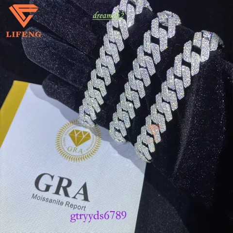 Wholesale Unisex Moissanite Hip Hop Cuban Chain Bracelets for Men and Women