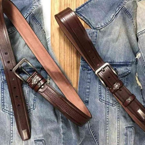 Thick Retro Cowboy Leather Belt for Men's Jeans Dress