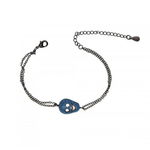Customized Rose CZ Turquoise Skull Charm Bracelet for Women
