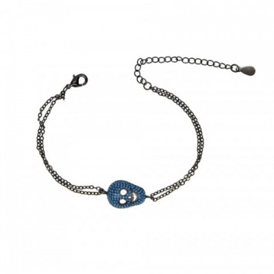 Customized Rose CZ Turquoise Skull Charm Bracelet for Women