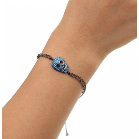 Customized Rose CZ Turquoise Skull Charm Bracelet for Women