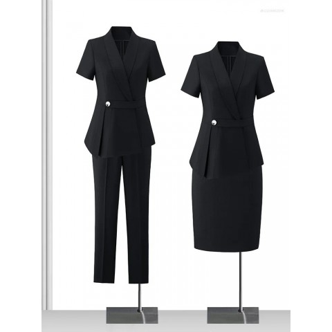 Women's Elegant Two Piece Cotton Blend Suit for Business & Formal Events
