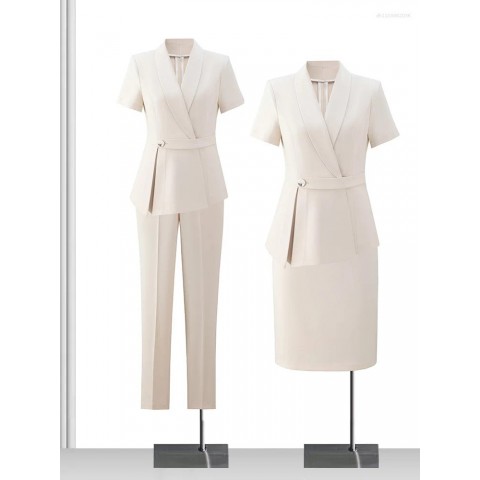 Women's Elegant Two Piece Cotton Blend Suit for Business & Formal Events