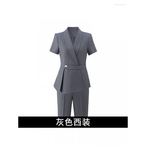 Women's Elegant Two Piece Cotton Blend Suit for Business & Formal Events