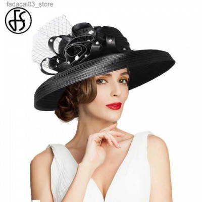 Elegant Wide Brim Top Hats for Women - Brown with Veils