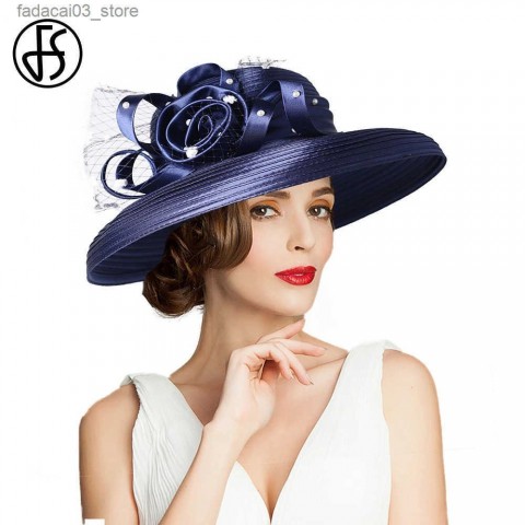 Elegant Wide Brim Top Hats for Women - Brown with Veils