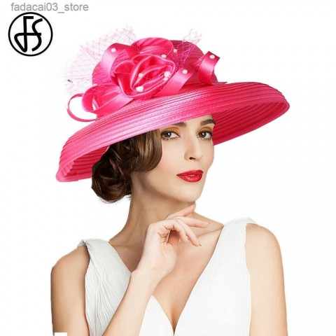 Elegant Wide Brim Top Hats for Women - Brown with Veils