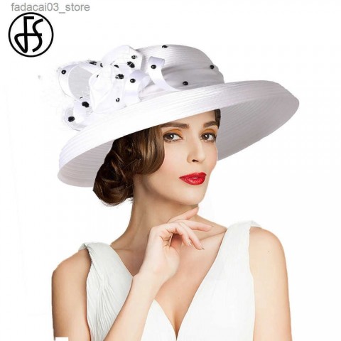 Elegant Wide Brim Top Hats for Women - Brown with Veils