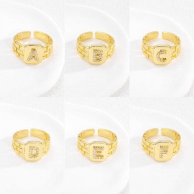 Couple Copper Rings with Personalized Zircon Letters - Gothic Style for Men