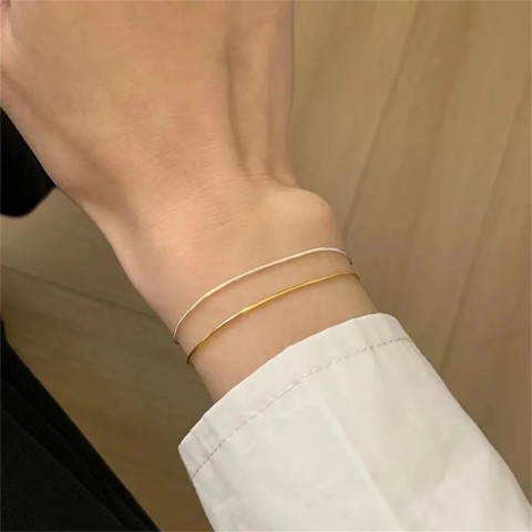 Ultrafine Gold Stainless Steel Snake Chain Bracelet for Women - INS Fashion Jewelry